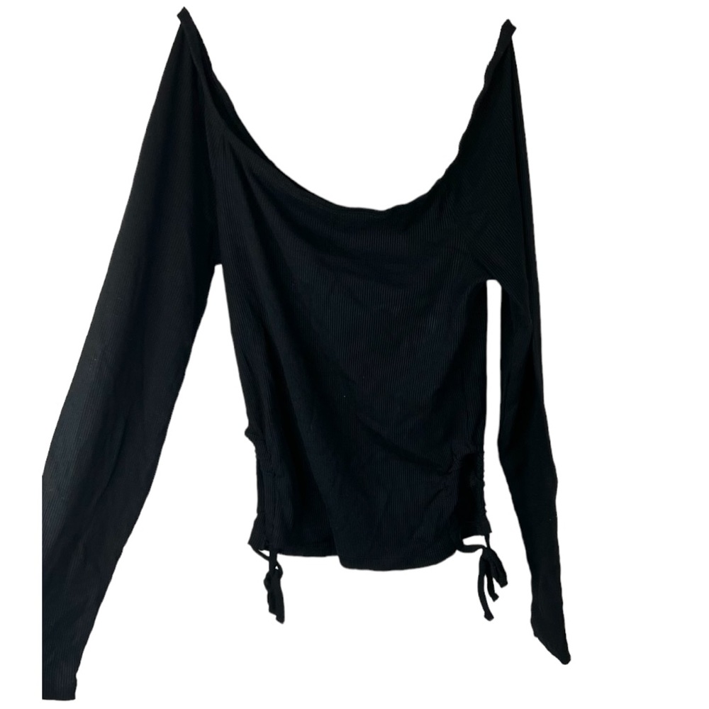 Grave Fame black Smocked Blouse Top size L